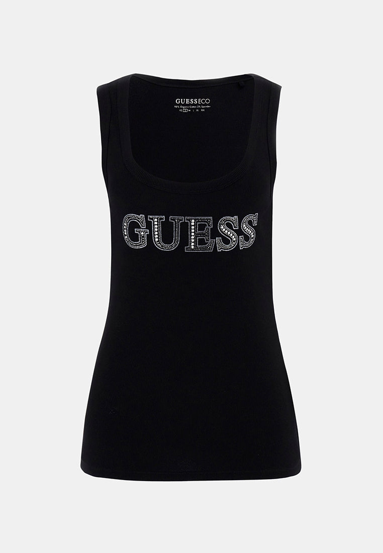 ゲス GUESS SL Embellished Logo  Tank Top （JBLK） ゲス GUESS SL Embellished Logo Tank Top （JBLK