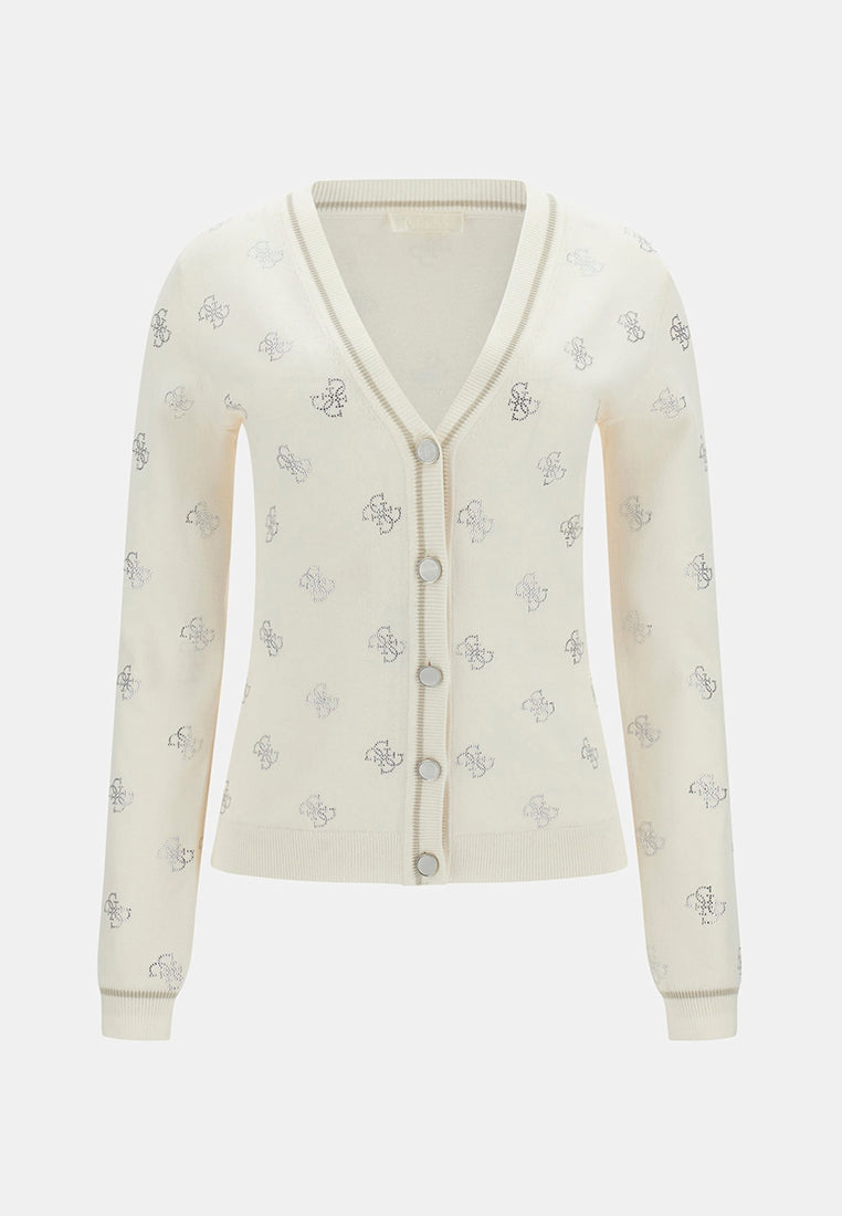 Longsleeves Vneck 4G Rhinestones Cardi Sweater