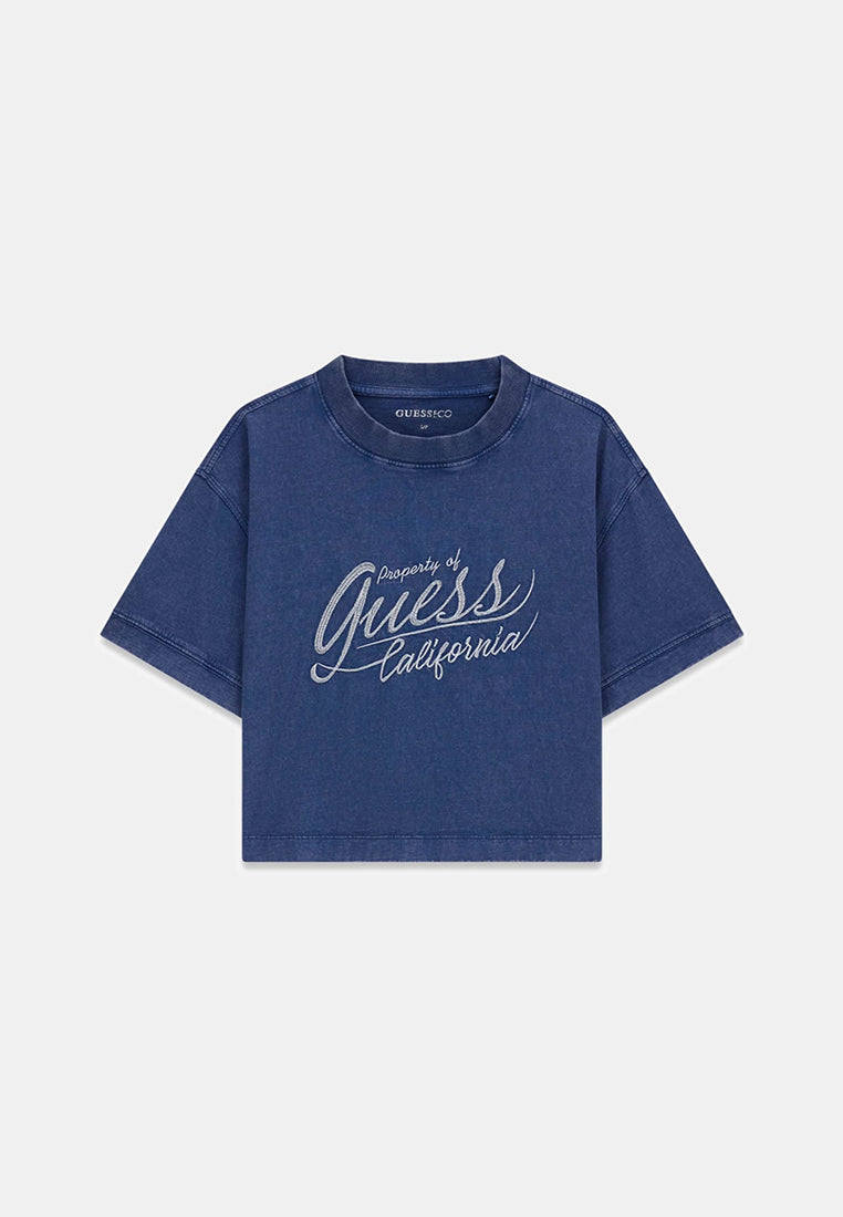 Shortsleeves Crewneck Denim Effect Logo Tee