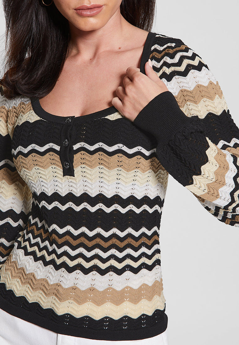 Virginia Chevron Henley Sweater