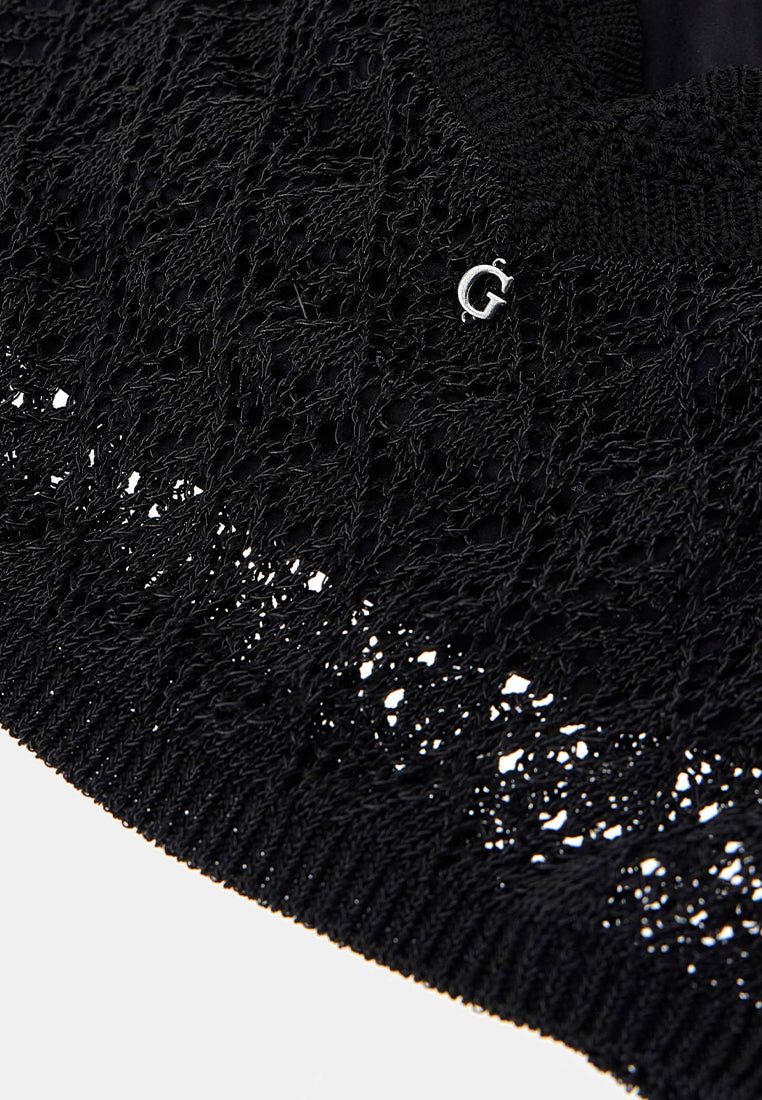 Sleeveless Mock Neck Pointelle Stitch Serina