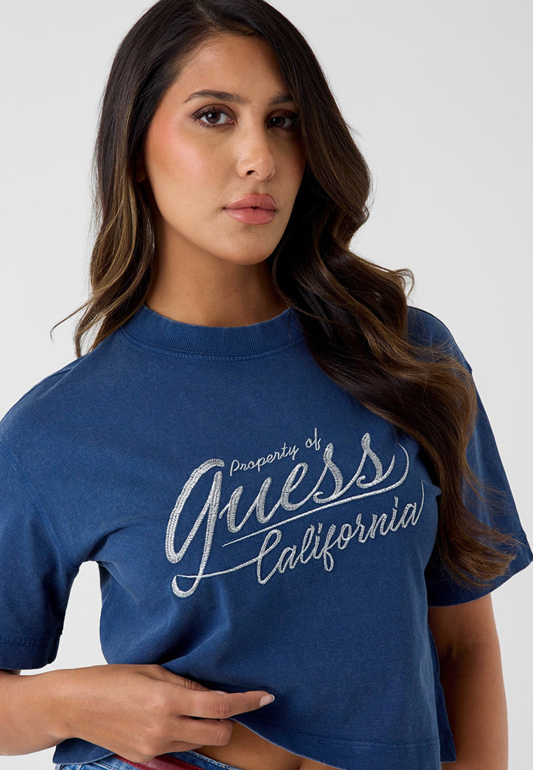 Shortsleeves Crewneck Denim Effect Logo Tee