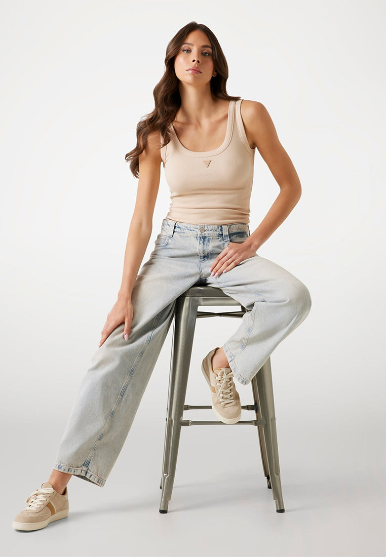 Sleeveless Triangle Patch Rib Tank