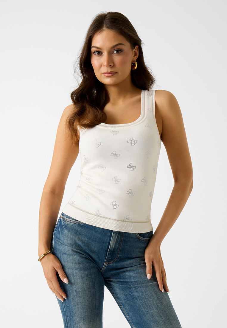 Sleeveless 4G Rhinestones Tank Top Sweater