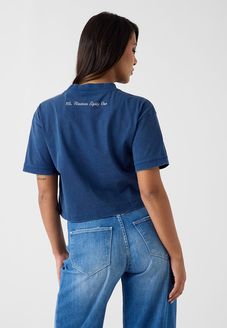 Shortsleeves Crewneck Denim Effect Logo Tee