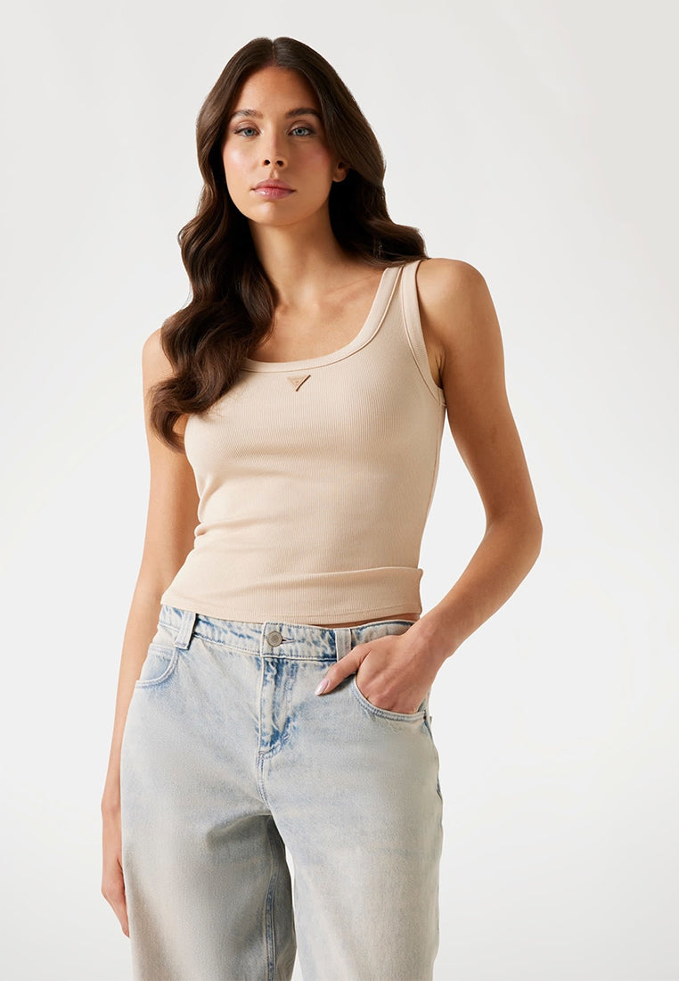 Sleeveless Triangle Patch Rib Tank