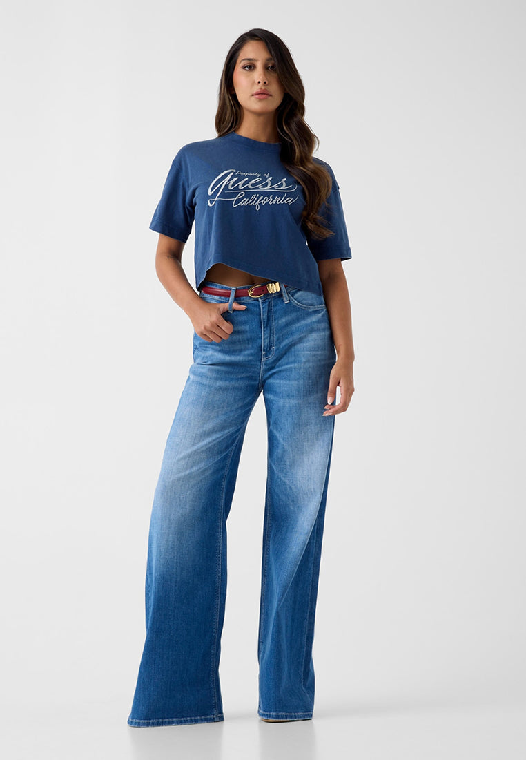 Shortsleeves Crewneck Denim Effect Logo Tee