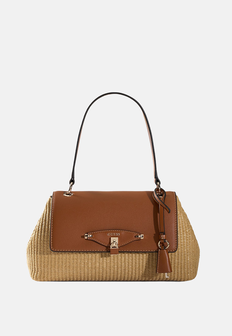 Maggie Straw Flap Shoulder Bag