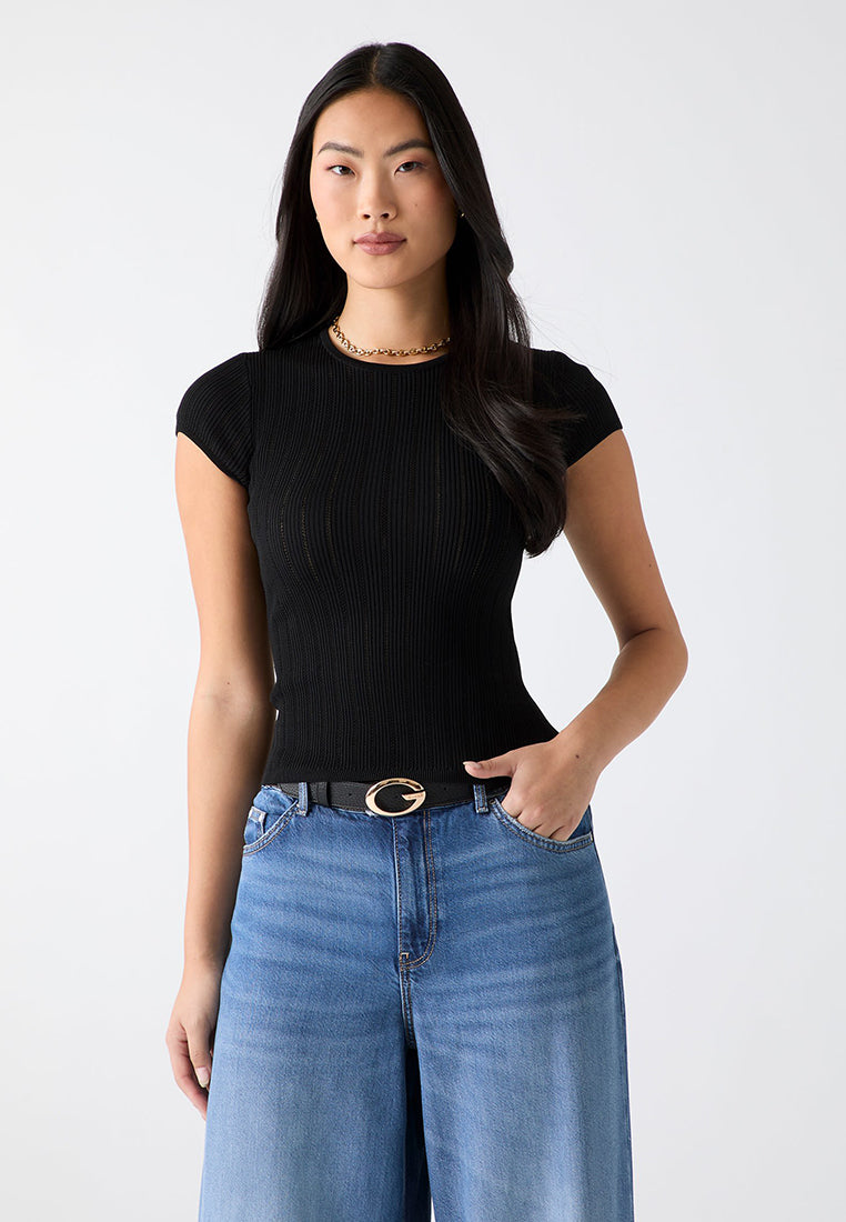 Shortsleeves Crewneck Rib Pointelle Mix Kara