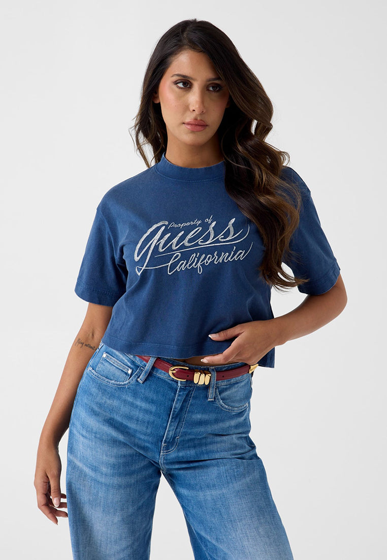 Shortsleeves Crewneck Denim Effect Logo Tee