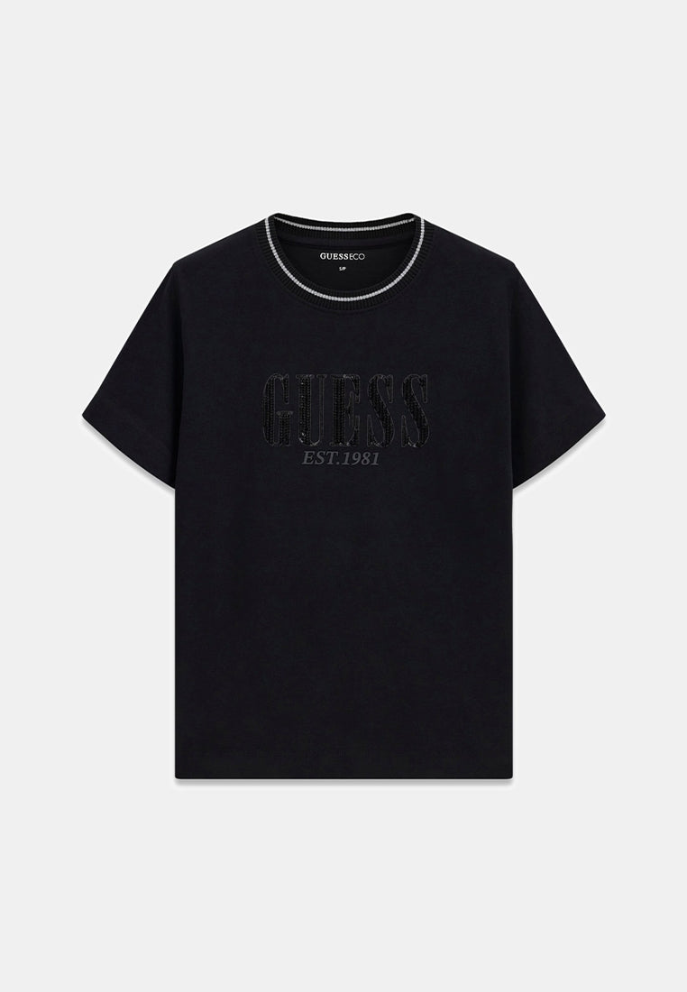 Shortsleeves Crewneck Sequins Big Logo Tee