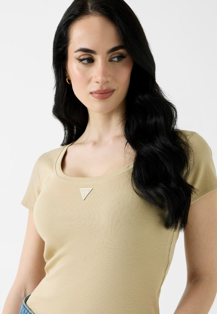 Shortsleeves Triangle Patch Scoop Neck R4