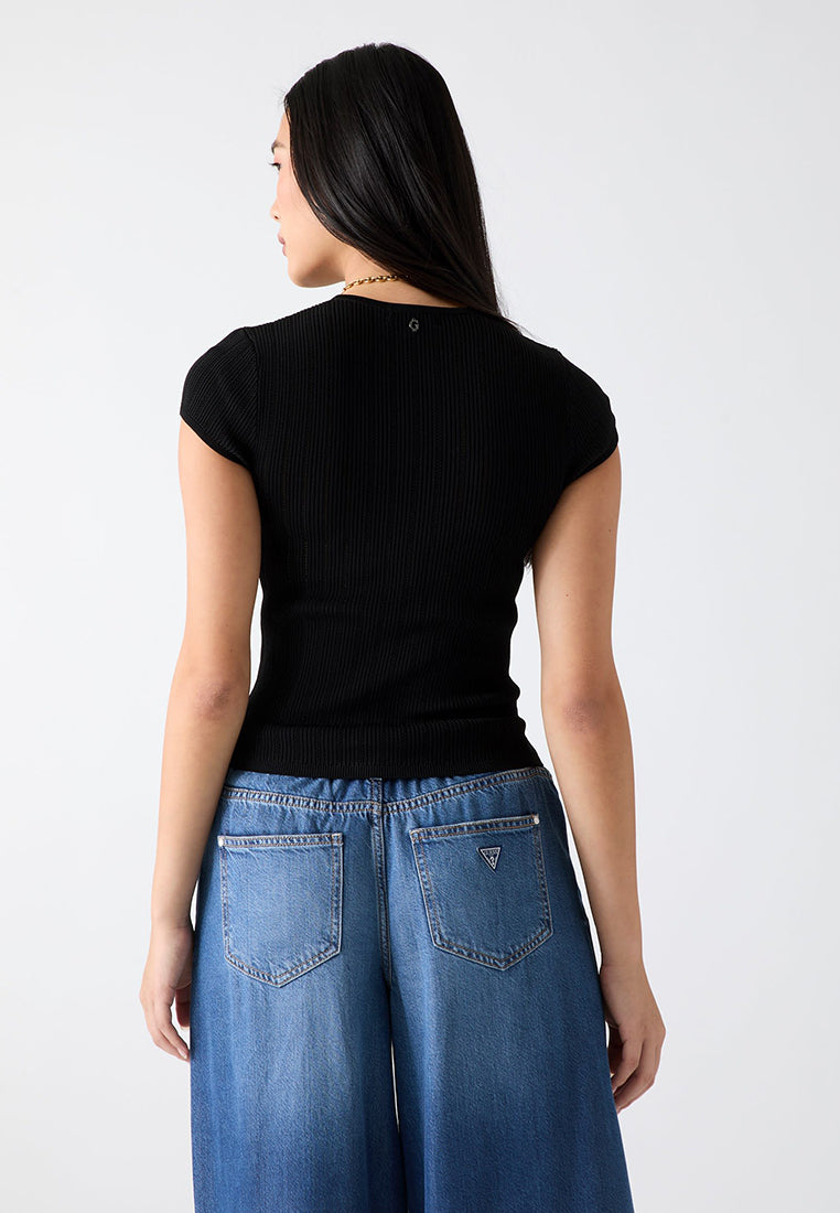 Shortsleeves Crewneck Rib Pointelle Mix Kara