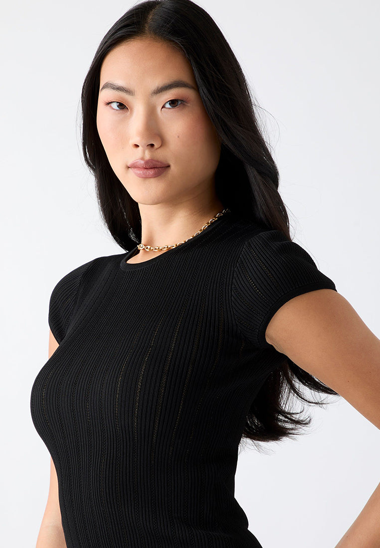 Shortsleeves Crewneck Rib Pointelle Mix Kara