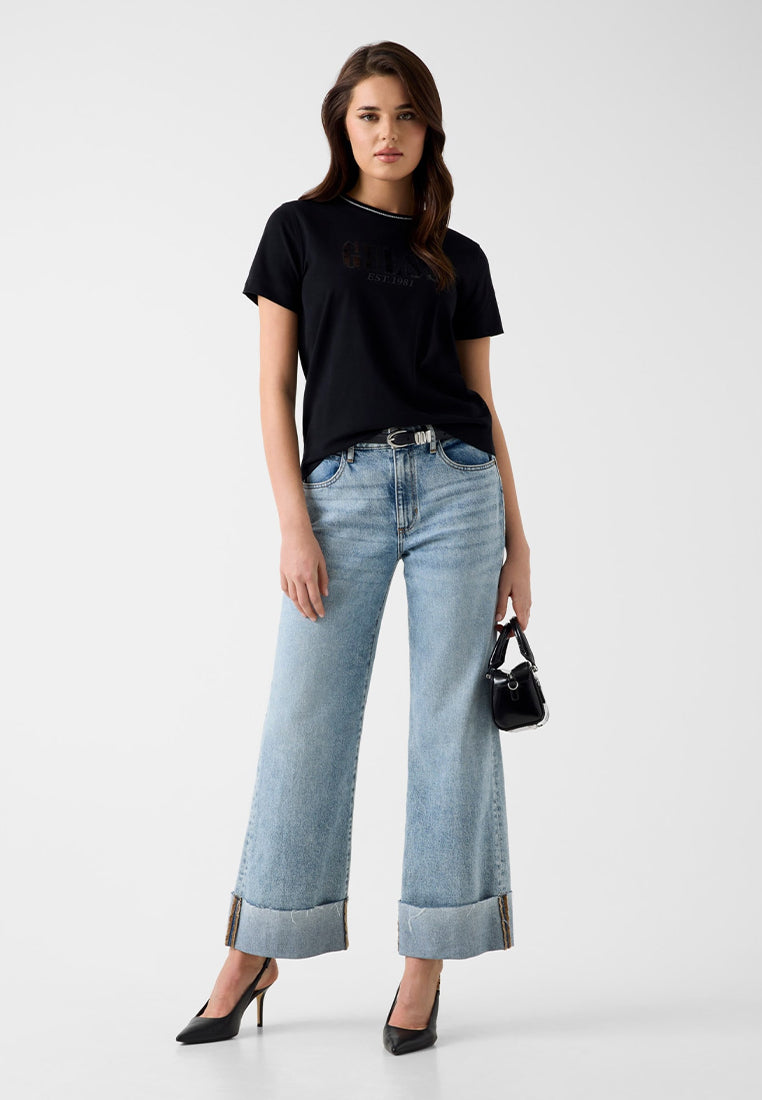 Shortsleeves Crewneck Sequins Big Logo Tee