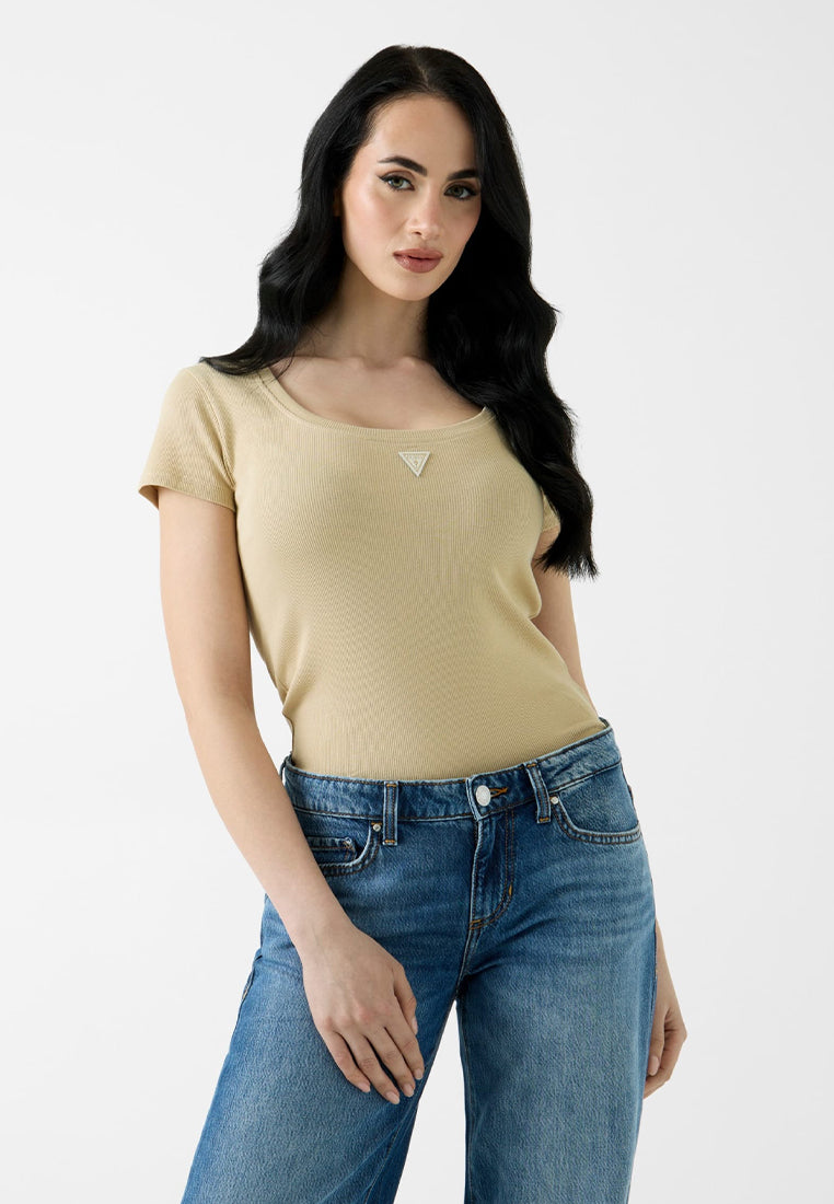 Shortsleeves Triangle Patch Scoop Neck R4