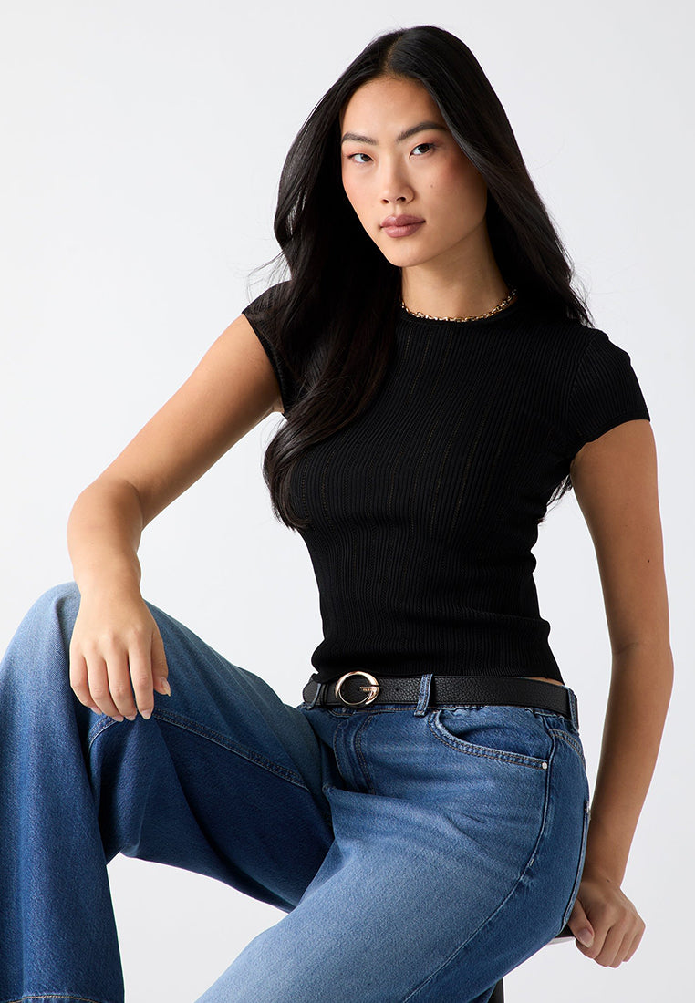 Shortsleeves Crewneck Rib Pointelle Mix Kara