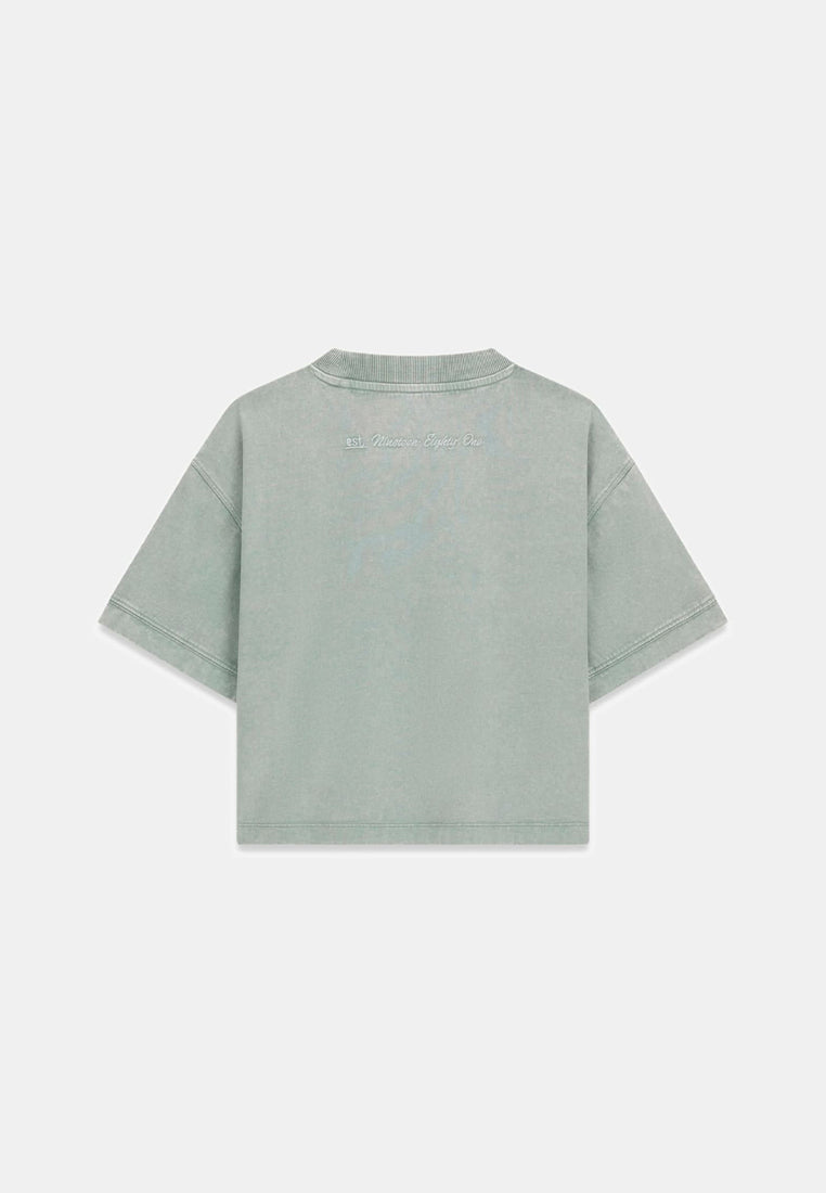 Shortsleeves Crewneck Denim Effect Logo Tee