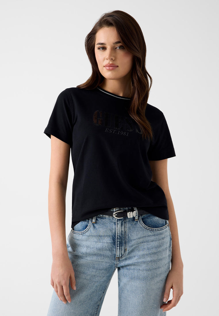 Shortsleeves Crewneck Sequins Big Logo Tee