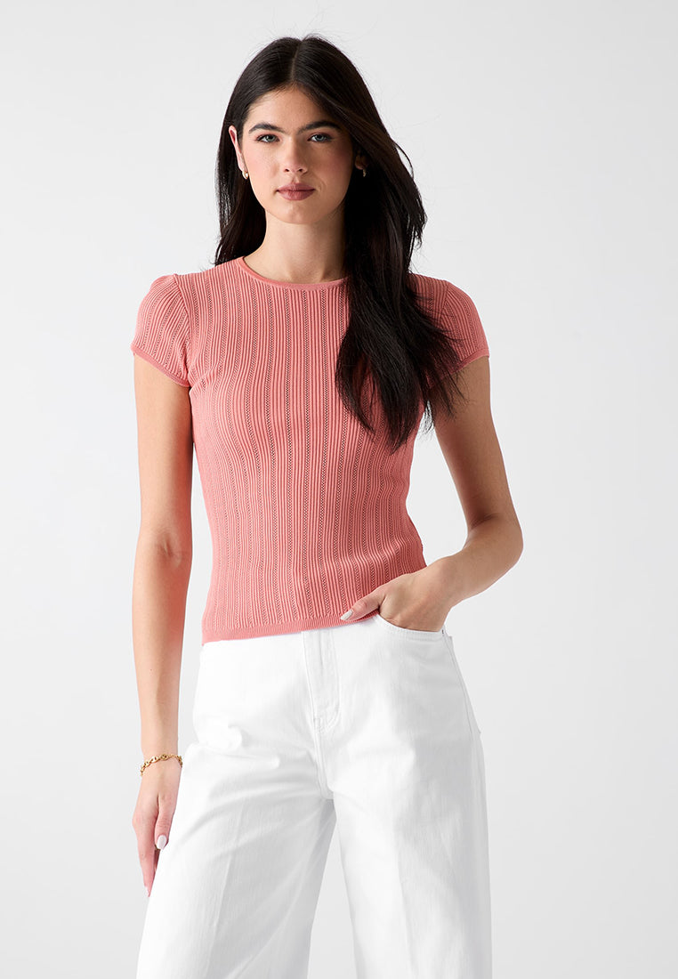 Shortsleeves Crewneck Rib Pointelle Mix Kara