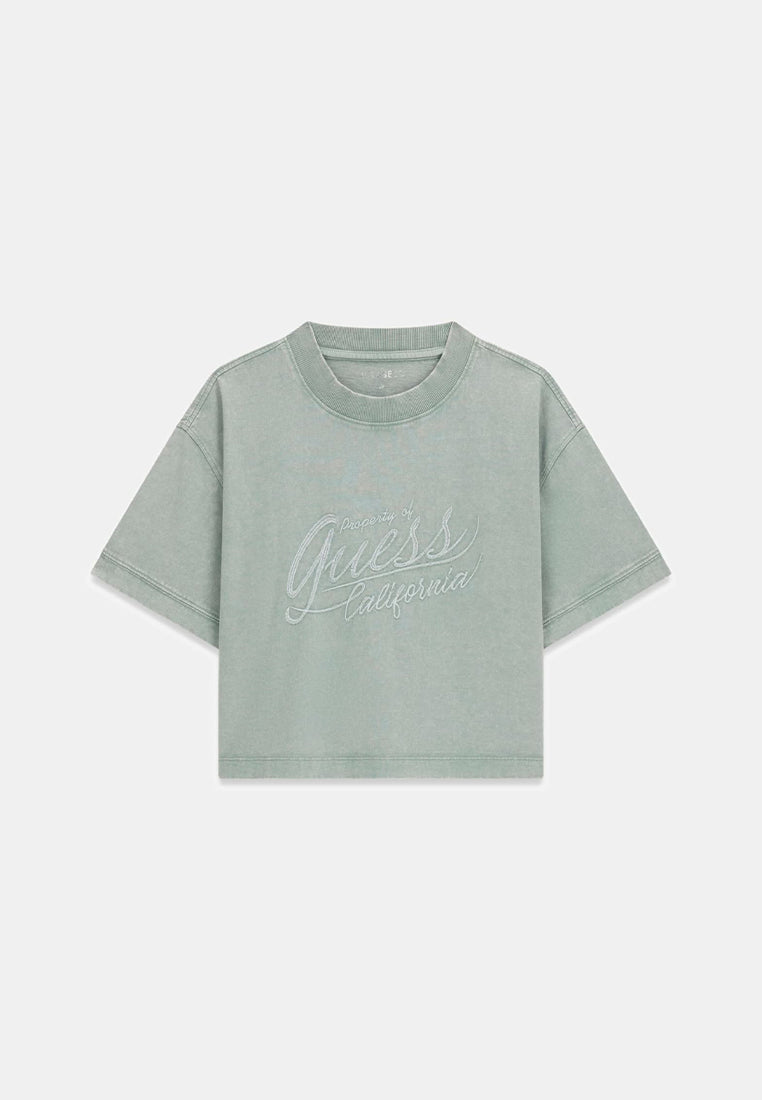 Shortsleeves Crewneck Denim Effect Logo Tee