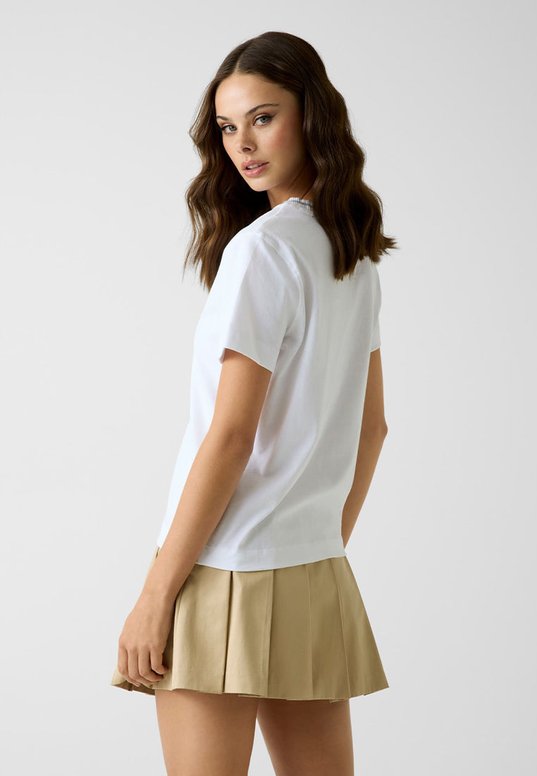 Shortsleeves Crewneck Sequins Big Logo Tee