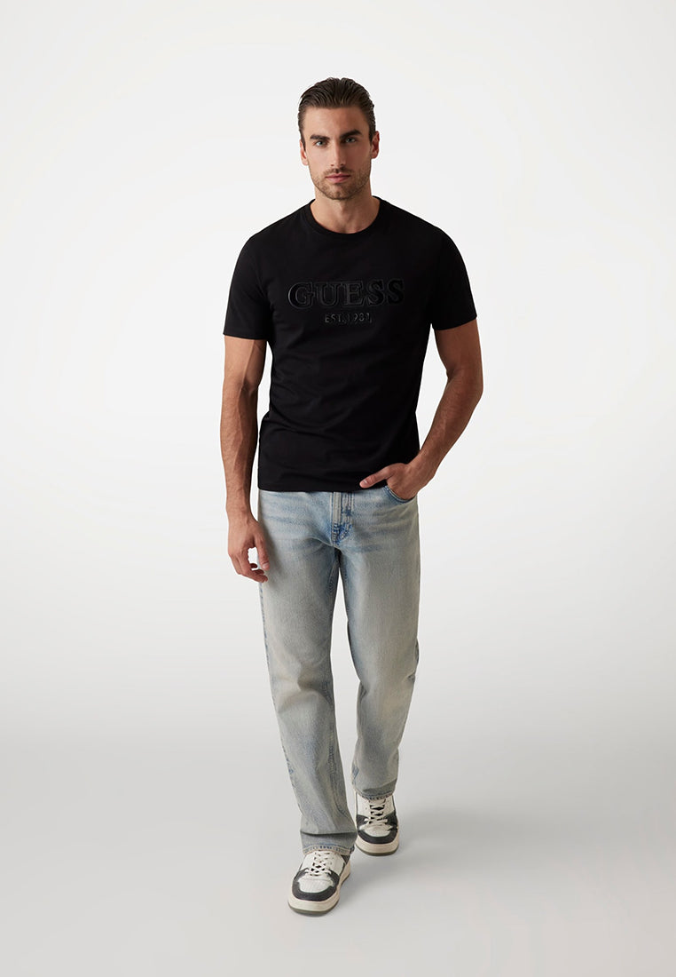 Shortsleeves Crew Neck Sprayed Flock Logo Tee