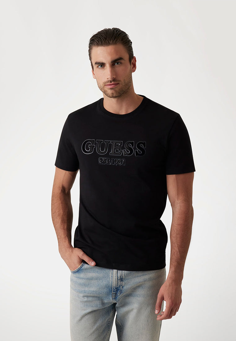 Shortsleeves Crew Neck Sprayed Flock Logo Tee