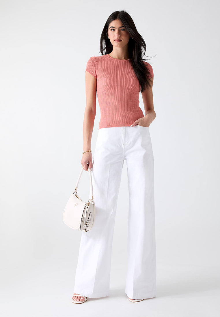 Shortsleeves Crewneck Rib Pointelle Mix Kara