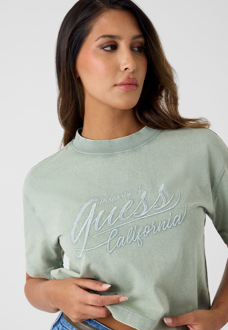 Shortsleeves Crewneck Denim Effect Logo Tee