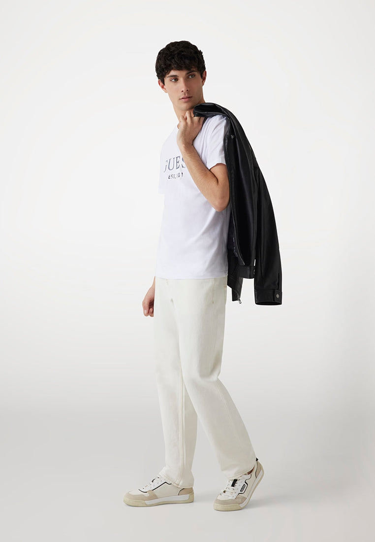 Shortsleeves Crew Neck Sprayed Flock Logo Tee