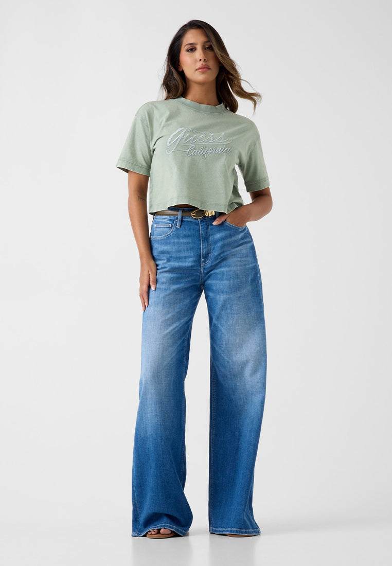 Shortsleeves Crewneck Denim Effect Logo Tee