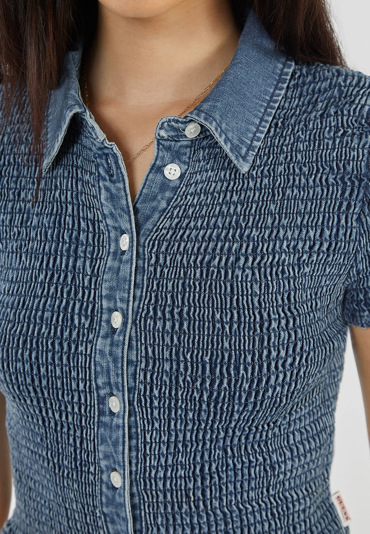 GUESS Originals Smocked Button Up