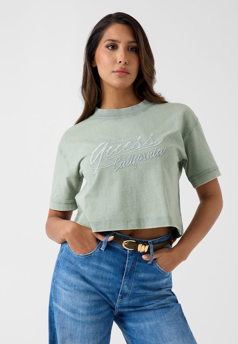 Shortsleeves Crewneck Denim Effect Logo Tee