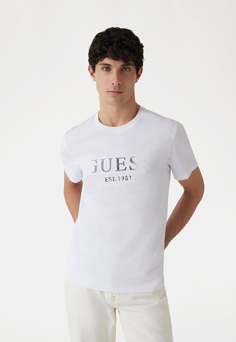 Shortsleeves Crew Neck Sprayed Flock Logo Tee