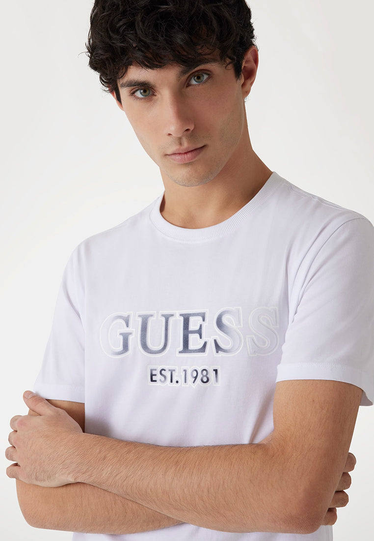 Shortsleeves Crew Neck Sprayed Flock Logo Tee