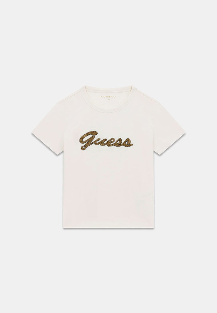 Shortsleeves Crewneck Beads Script Tee