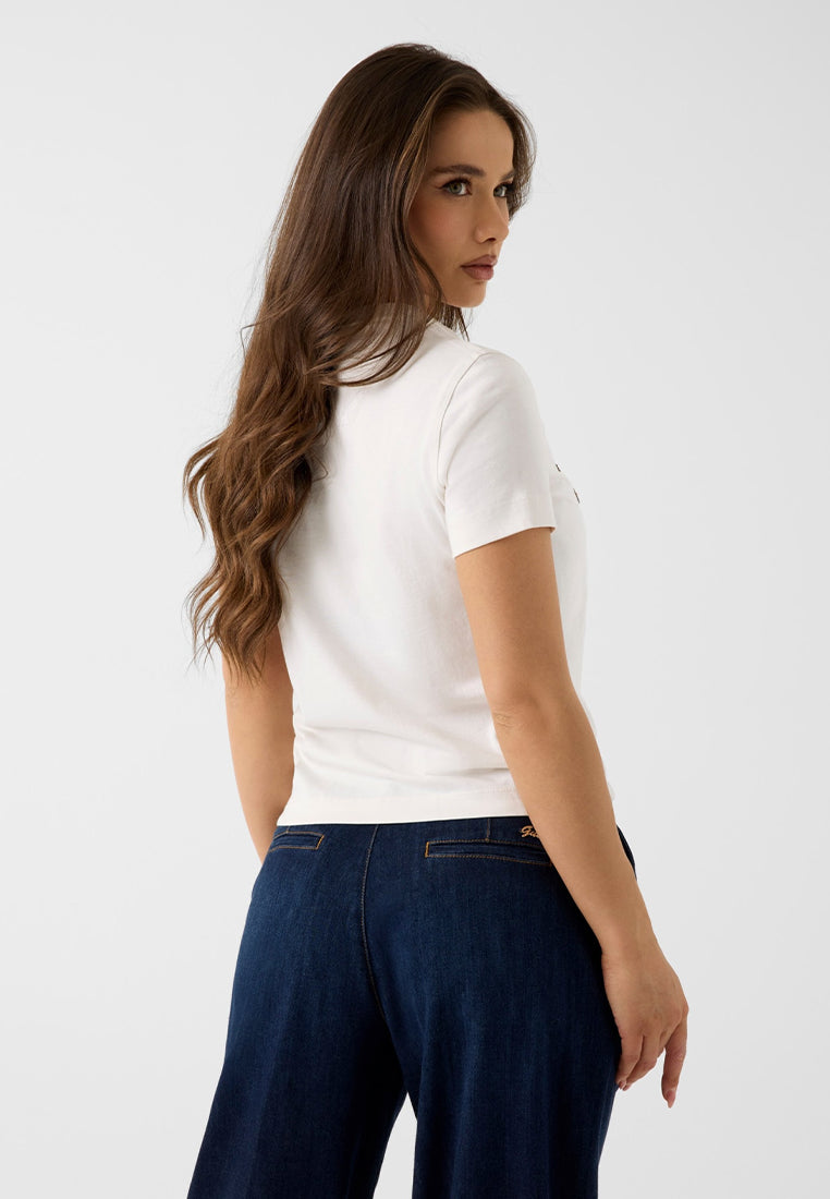 Shortsleeves Crewneck Beads Script Tee
