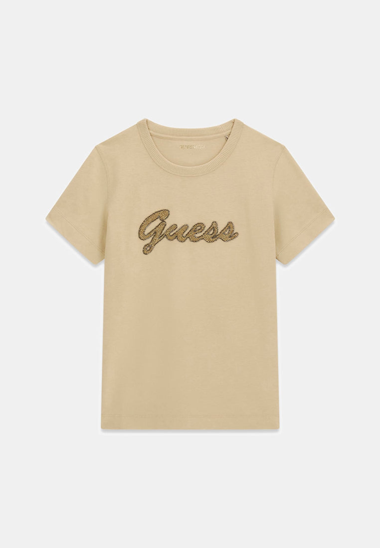 Shortsleeves Crewneck Beads Script Tee