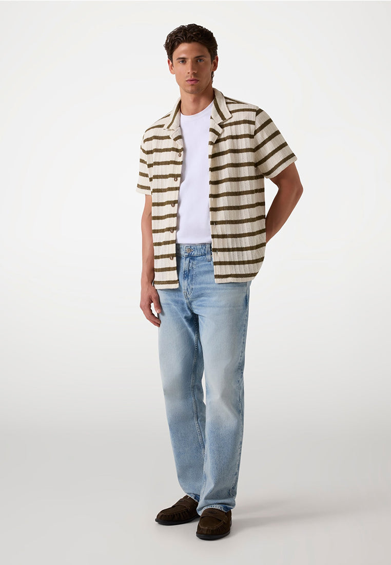 Short Sleeves Elon Textured Stripe Shirt