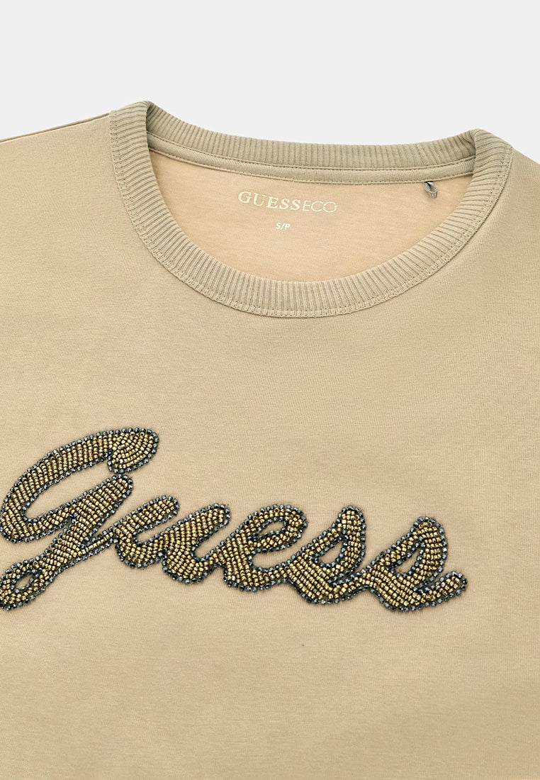 Shortsleeves Crewneck Beads Script Tee
