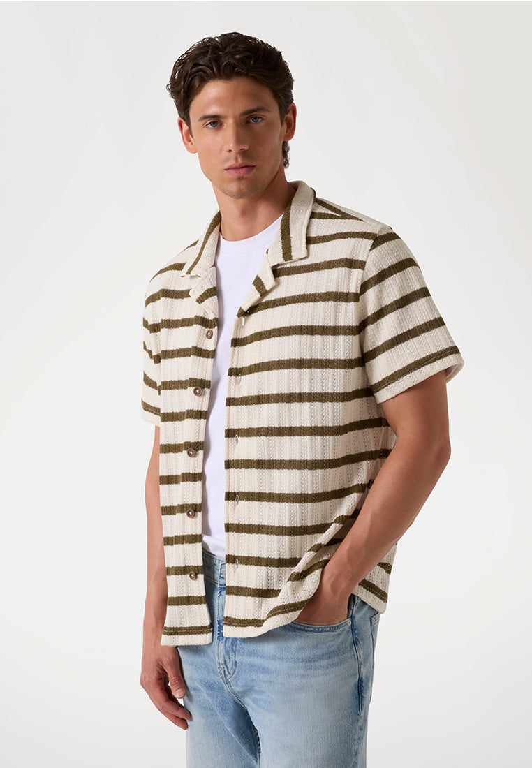 Short Sleeves Elon Textured Stripe Shirt