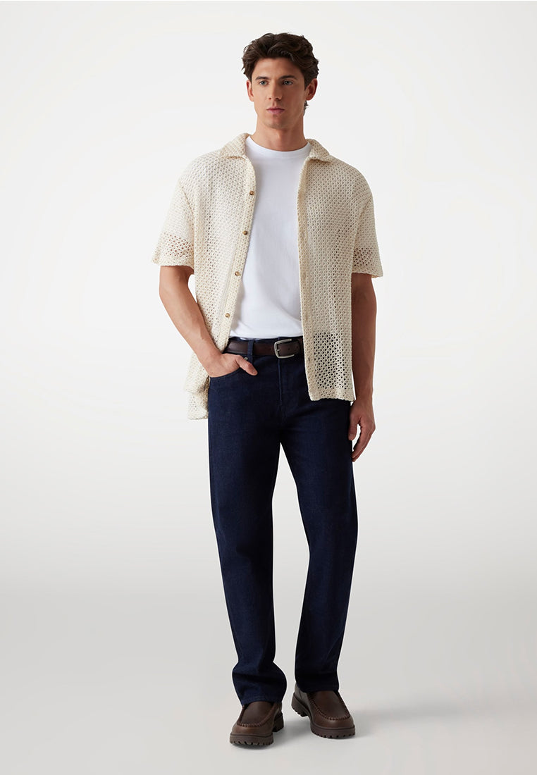 Net Loose Short Sleeves Knit