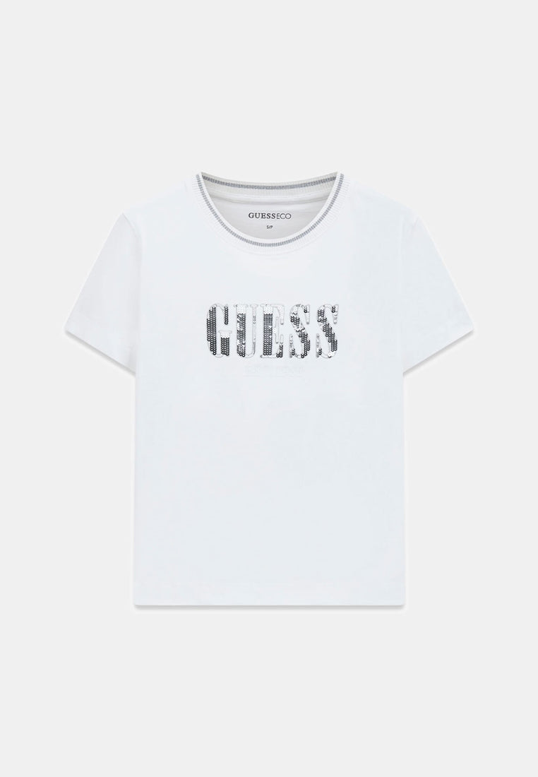 Shortsleeves Crewneck Sequins Big Logo Tee