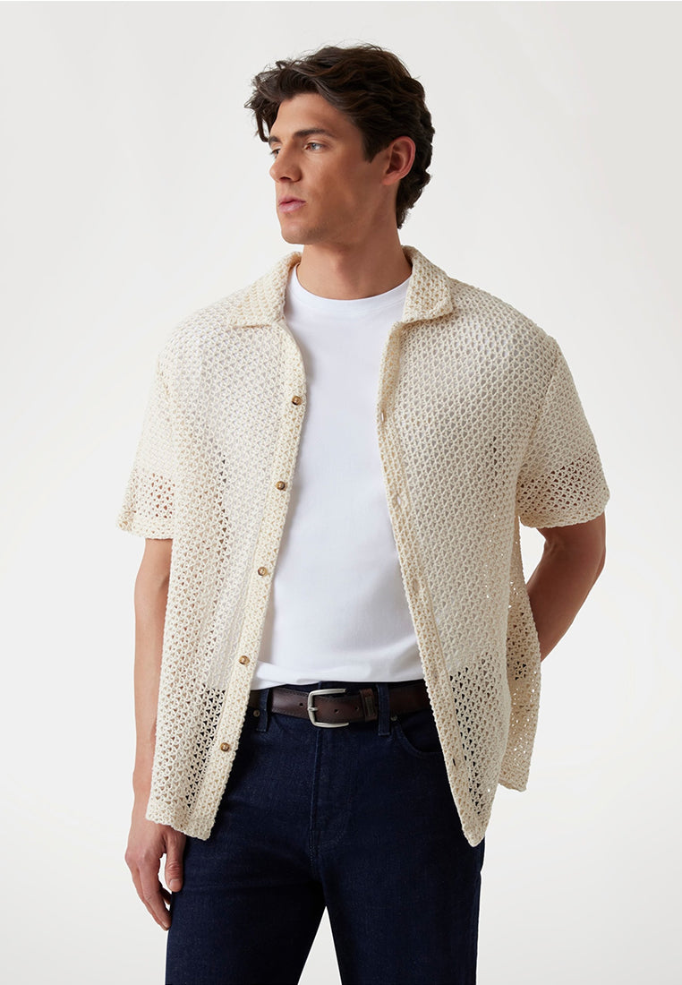 Net Loose Short Sleeves Knit