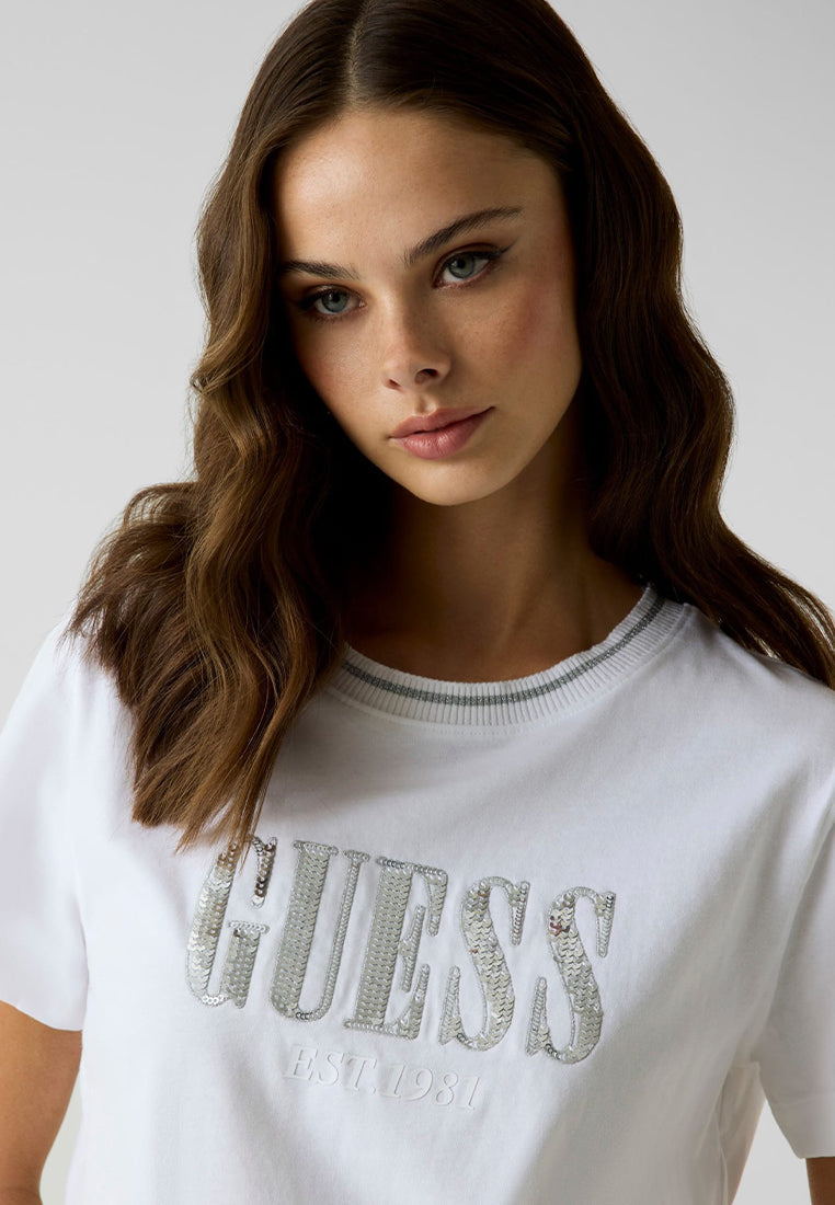 Shortsleeves Crewneck Sequins Big Logo Tee