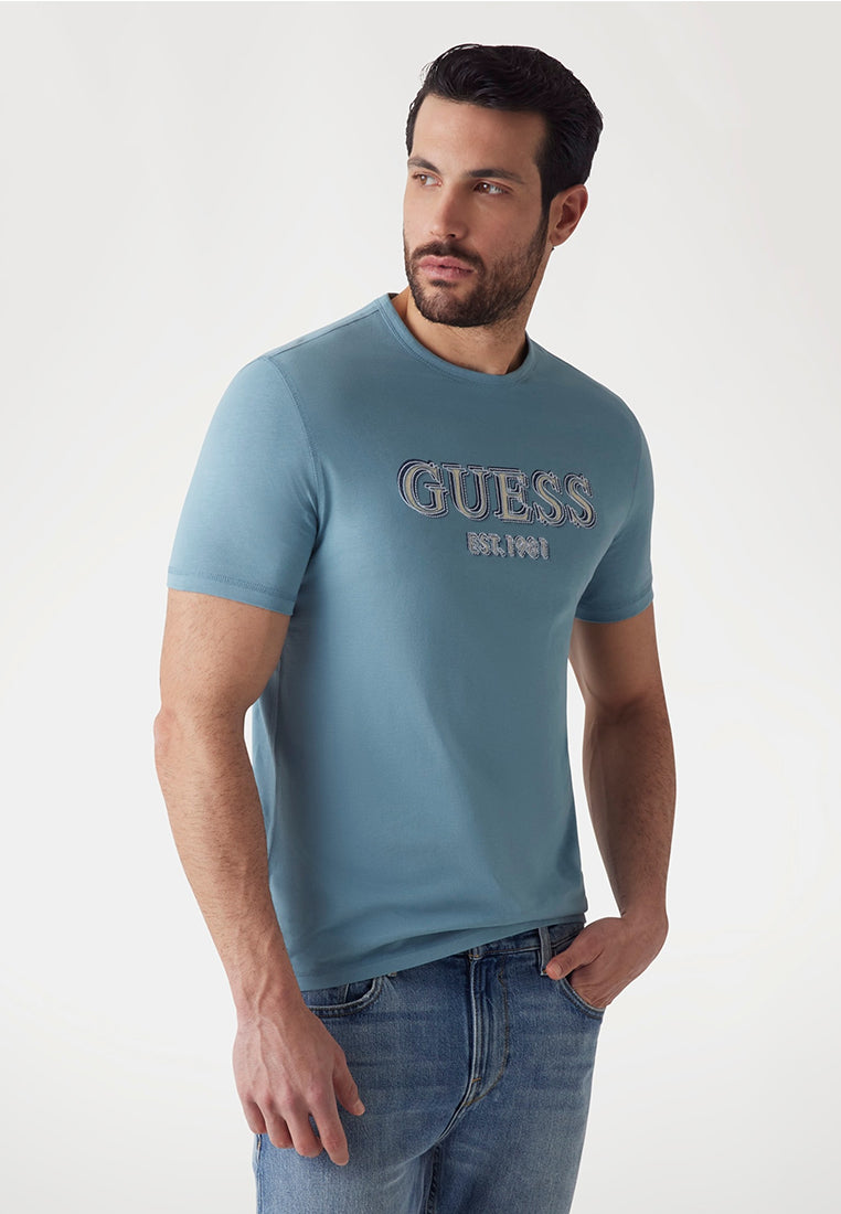 Short Sleeves Crew Neck Guess Logo Tee