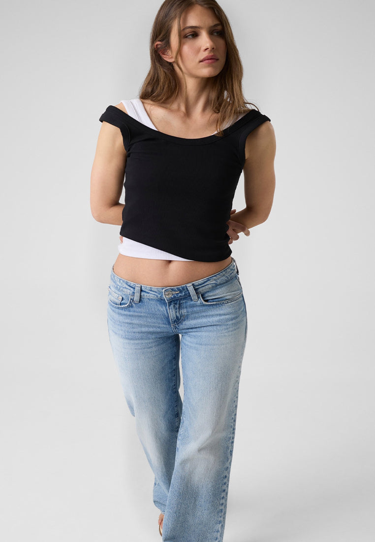 Guess Sleeveless Triangle Patch Rib Tank