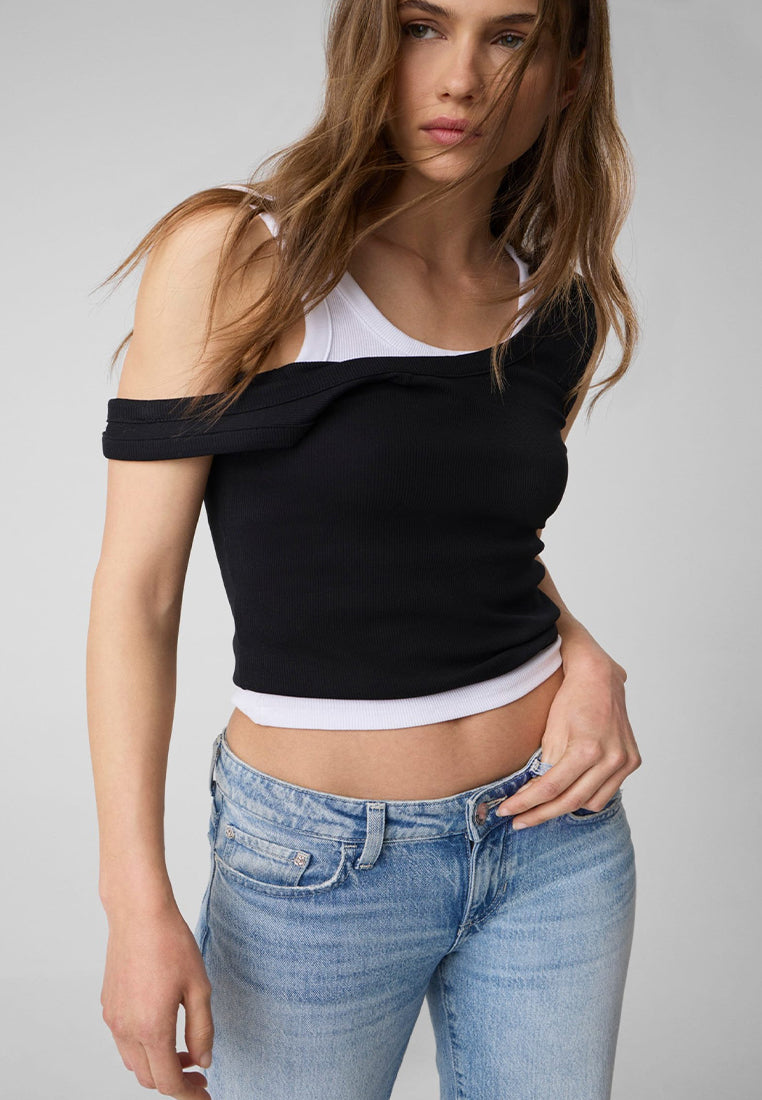 Guess Sleeveless Triangle Patch Rib Tank