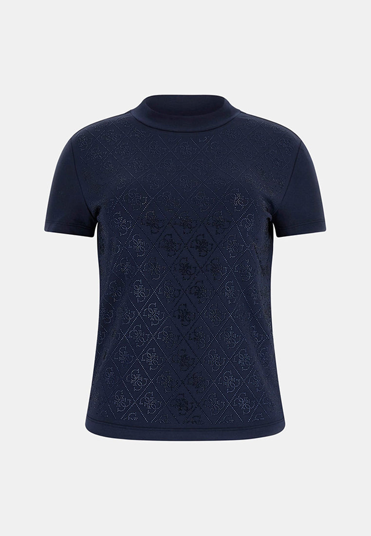 Short sleeves Mock Neck All Over 4G Tee